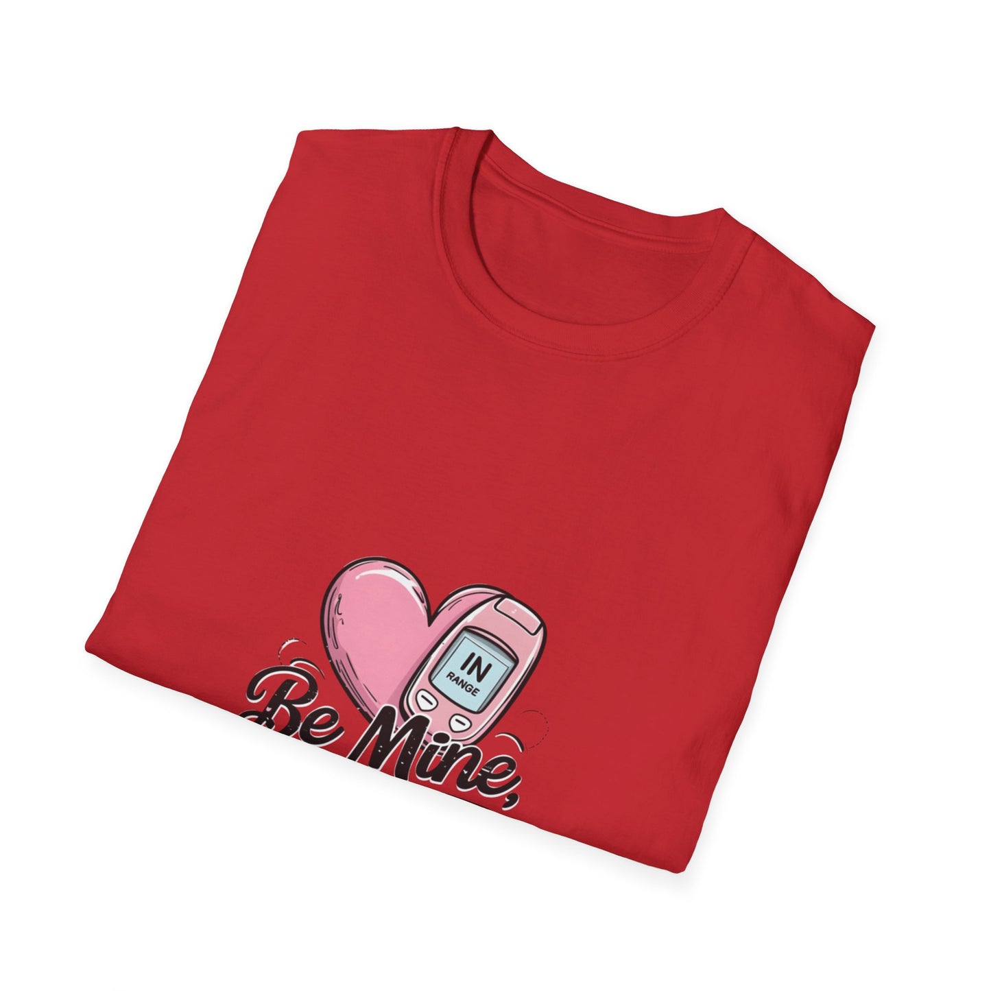 Be Mine, Stay in Range: Y2K Retro Phone Aesthetic, Neon Glow Typography, Vintage Mobile Device Illustration-- Valentines Gift Tee