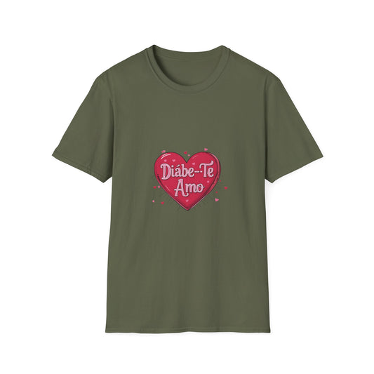 Diabe-Te Amo: Portuguese Love Declaration, Heart-Shaped Typography Art, Romantic Vector Illustration-- Valentines Gift Tee