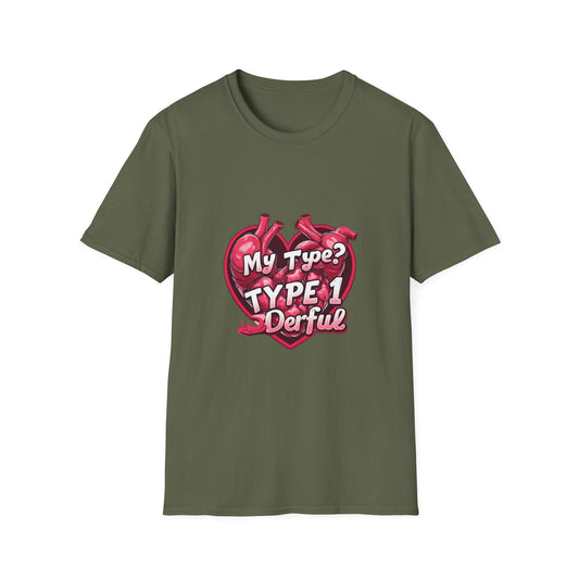 My Type 1 Denial: Anatomical Organ Illustration, Digital Art Typography, Medical Humor Graphic Design-- Valentines Gift Tee