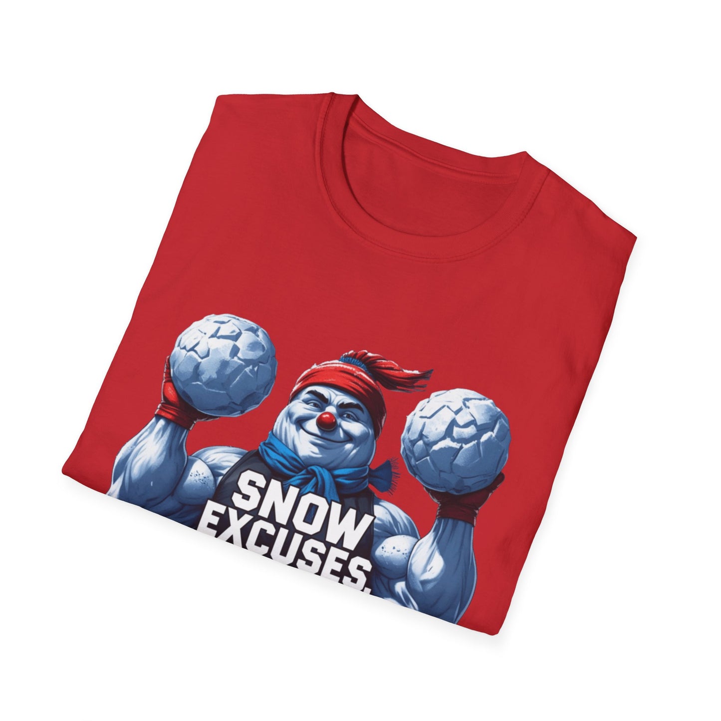 Snow Excuses: Winter Fitness Motivation, Muscular Snowman Illustration---Cozy Reader T-Shirt