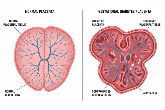 What happens to the placenta with gestational diabetes?
