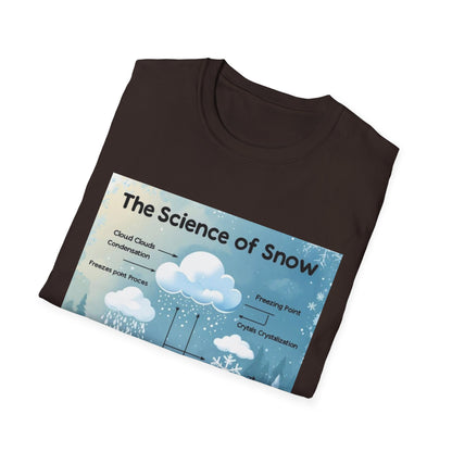The Science of Snow: Snowflake Formation Explained, Winter Landscape Infographic---Cozy Reader T-Shirt