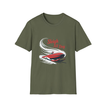 Sleigh Velocity: Graphic Motion Design, High-Speed Holiday Illustration---Cozy Reader T-Shirt