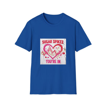 Sugar Spikes You're In: Love Heartbeat Design, Romantic Valentine's Day Apparel Graphic-- Valentines Gift Tee