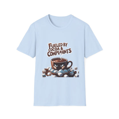 Cocoa Complaints: Grumpy Mug Illustration, Digital Humor Art---Cozy Reader T-Shirt