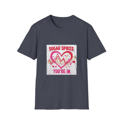 Sugar Spikes You're In: Love Heartbeat Design, Romantic Valentine's Day Apparel Graphic-- Valentines Gift Tee