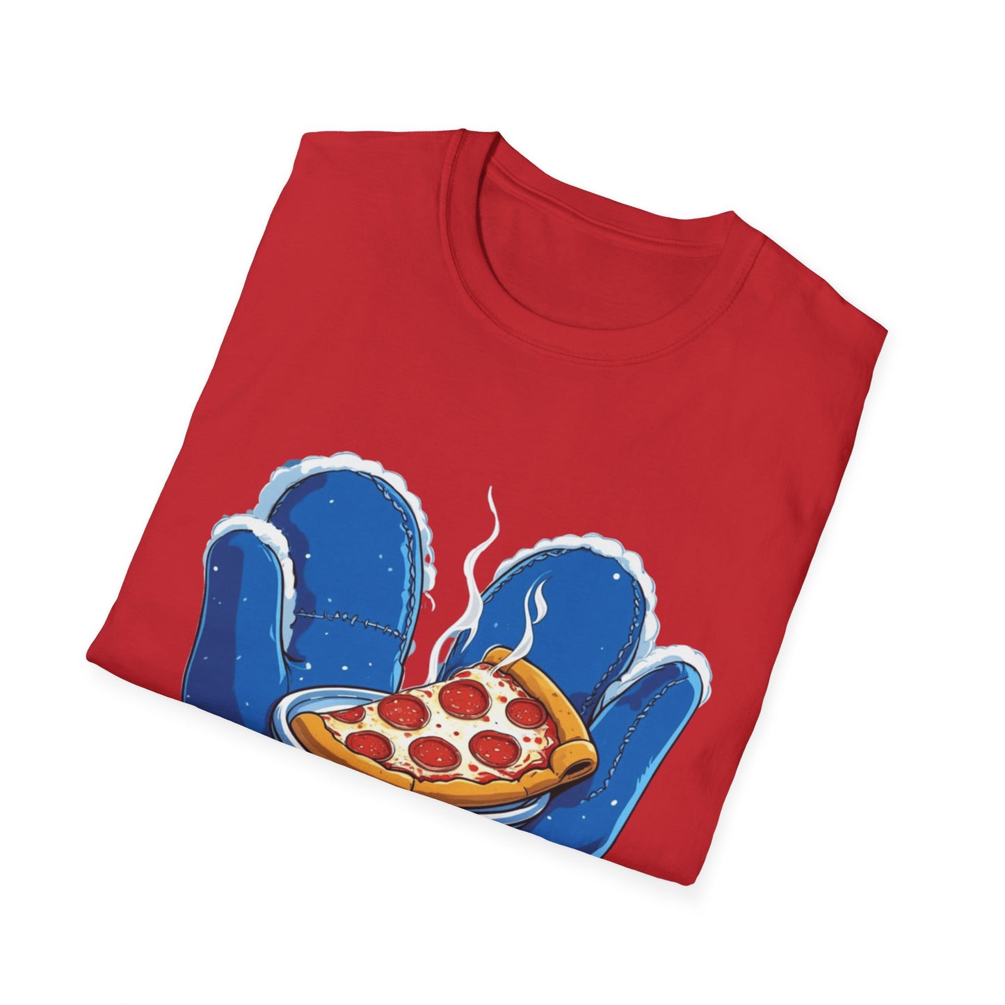 Cold Hands, Warm Slice: Winter Comfort Pizza, Cartoonish Food Illustration---Cozy Reader T-Shirt