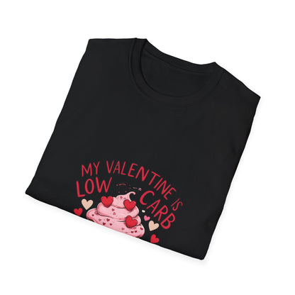 My Valentine is Low Card: Valentine's Day Cupcake Design, Hand-Drawn Illustration Style, Romantic Dessert Artwork-- Valentines Gift Tee