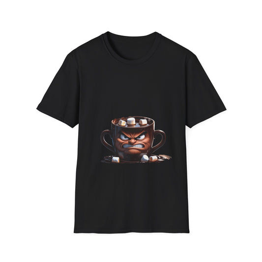 Marshmallow Mug Mayhem: Angry Ceramic Character, Whimsical 3D Illustration---Cozy Reader T-Shirt