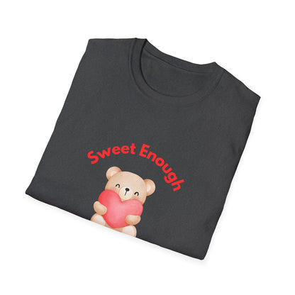 T-Shirt — 'Sweet Enough, Just As I Was' Cute Bear Heart Self-Love Tee