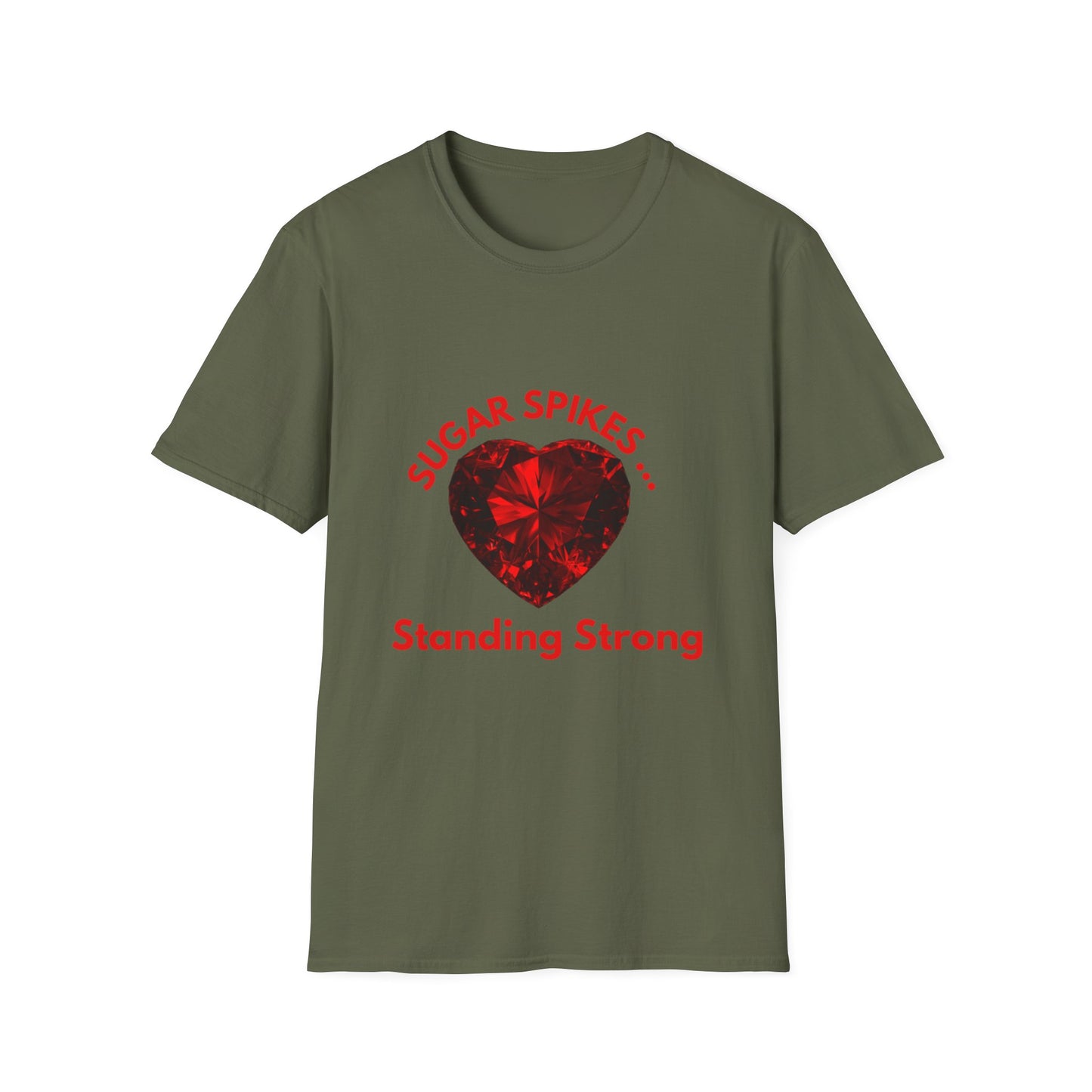 Sugar Spikes Standing Strong: Resilience Symbol Heart Gem, Motivational Diamond Illustration, Strength Awareness Campaign Art--- Valentine Gift Tee