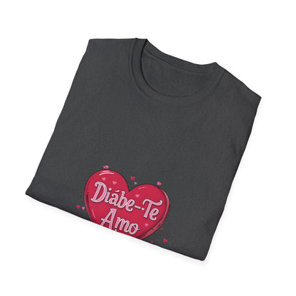 Diabe-Te Amo: Portuguese Love Declaration, Heart-Shaped Typography Art, Romantic Vector Illustration-- Valentines Gift Tee