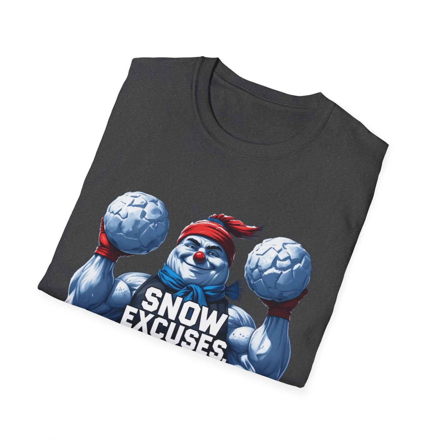 Snow Excuses: Winter Fitness Motivation, Muscular Snowman Illustration---Cozy Reader T-Shirt