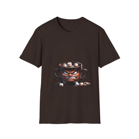 Marshmallow Mug Mayhem: Angry Ceramic Character, Whimsical 3D Illustration---Cozy Reader T-Shirt