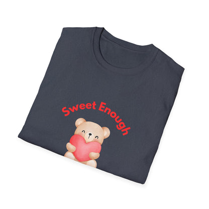 T-Shirt — 'Sweet Enough, Just As I Was' Cute Bear Heart Self-Love Tee