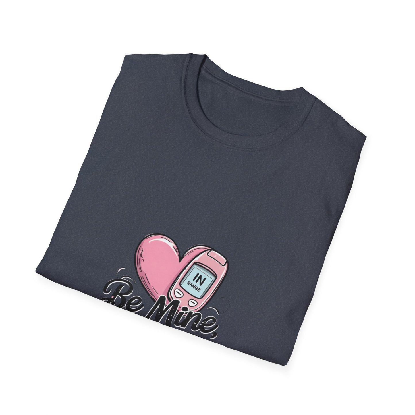Be Mine, Stay in Range: Y2K Retro Phone Aesthetic, Neon Glow Typography, Vintage Mobile Device Illustration-- Valentines Gift Tee