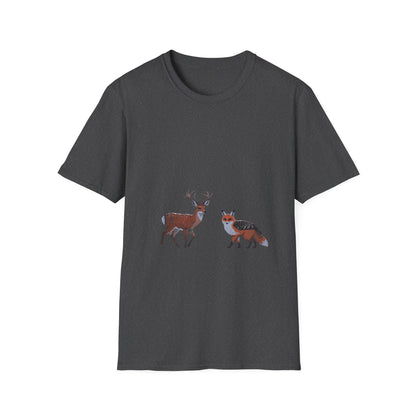 Woodland Companions: Spotted Forest Dwellers, Digital Wildlife Illustration---Cozy Reader T-Shirt
