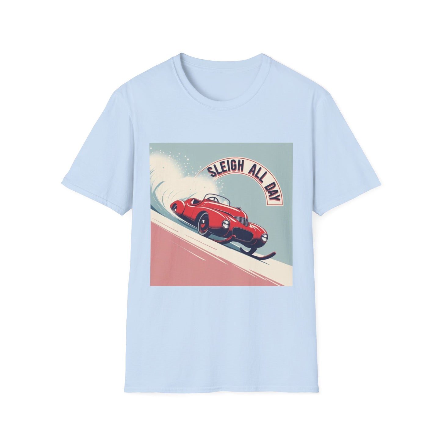 Sleigh All Day: Vintage Car Racing Through Winter, Retro Automotive Art Poster---Cozy Reader T-Shirt