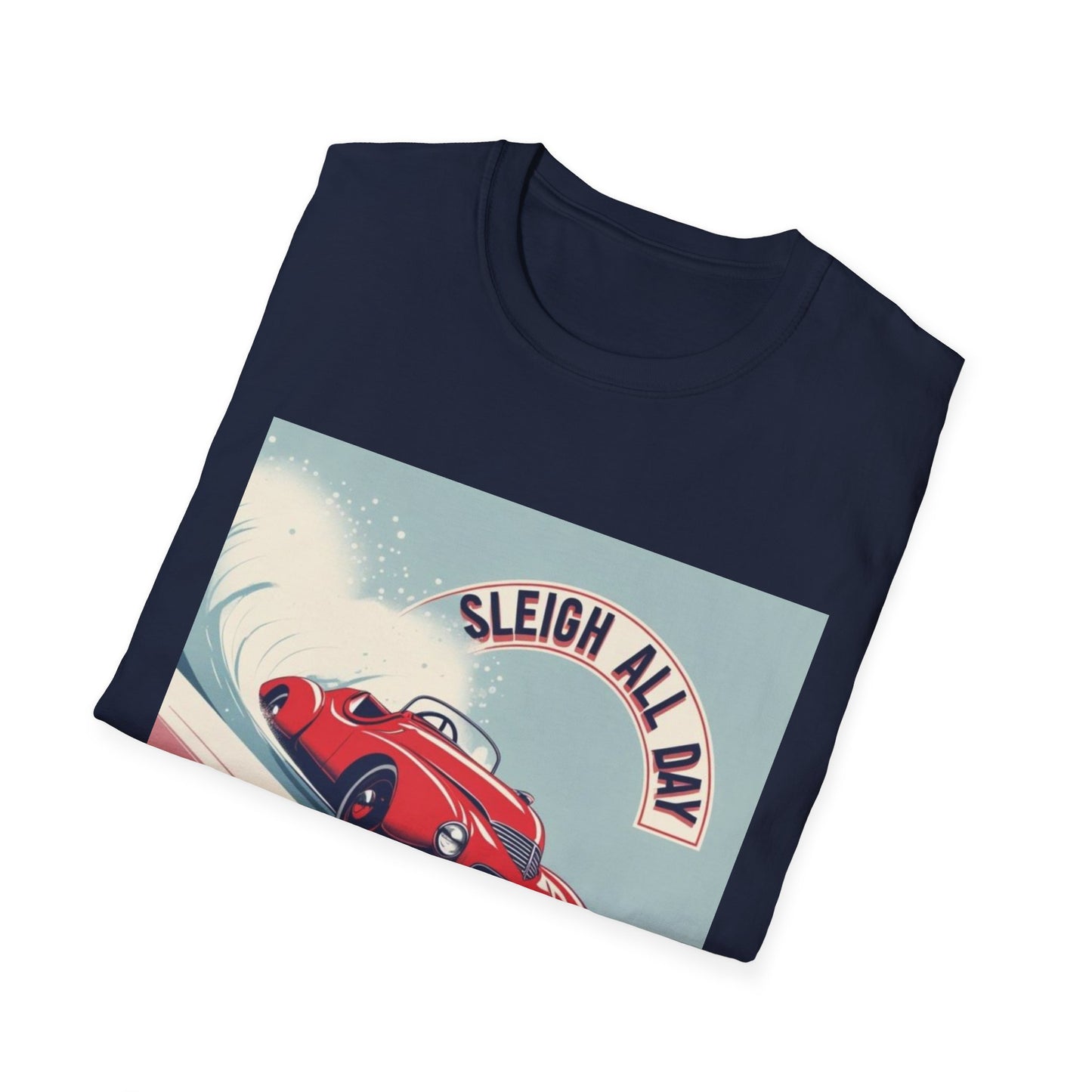 Sleigh All Day: Vintage Car Racing Through Winter, Retro Automotive Art Poster---Cozy Reader T-Shirt
