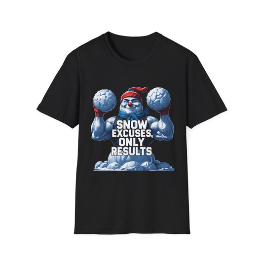 Snow Excuses: Winter Fitness Motivation, Muscular Snowman Illustration---Cozy Reader T-Shirt