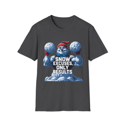 Snow Excuses: Winter Fitness Motivation, Muscular Snowman Illustration---Cozy Reader T-Shirt