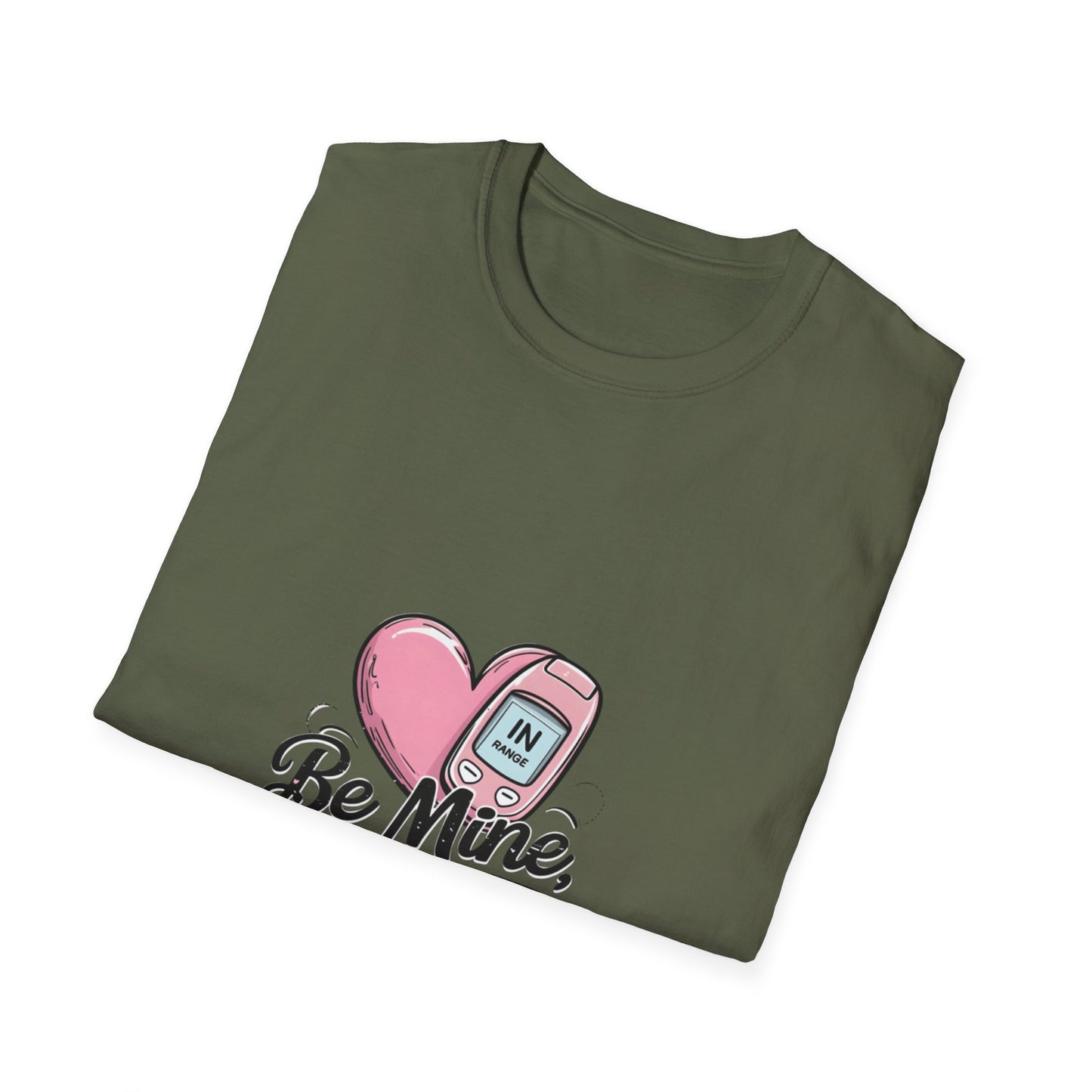 Be Mine, Stay in Range: Y2K Retro Phone Aesthetic, Neon Glow Typography, Vintage Mobile Device Illustration-- Valentines Gift Tee