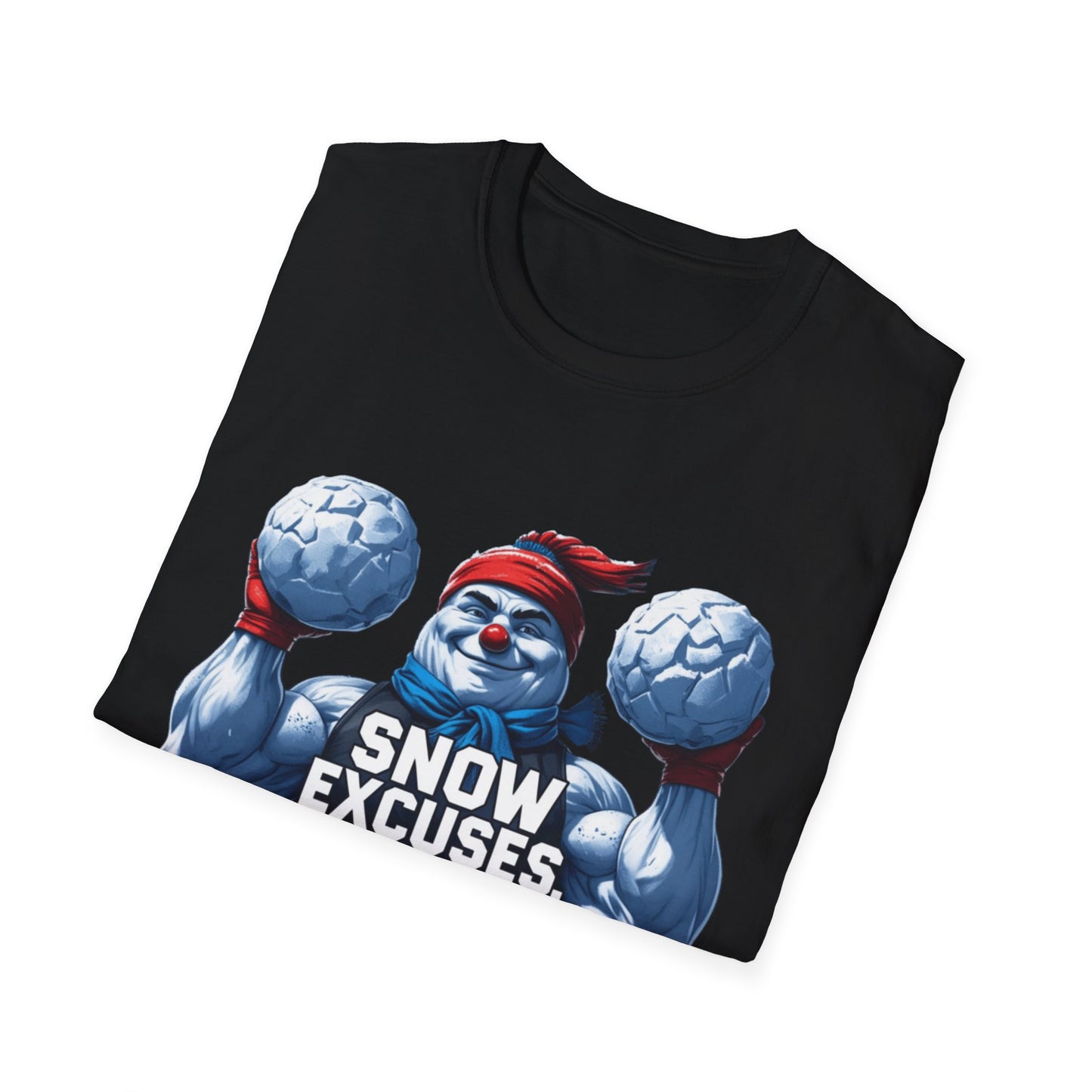 Snow Excuses: Winter Fitness Motivation, Muscular Snowman Illustration---Cozy Reader T-Shirt