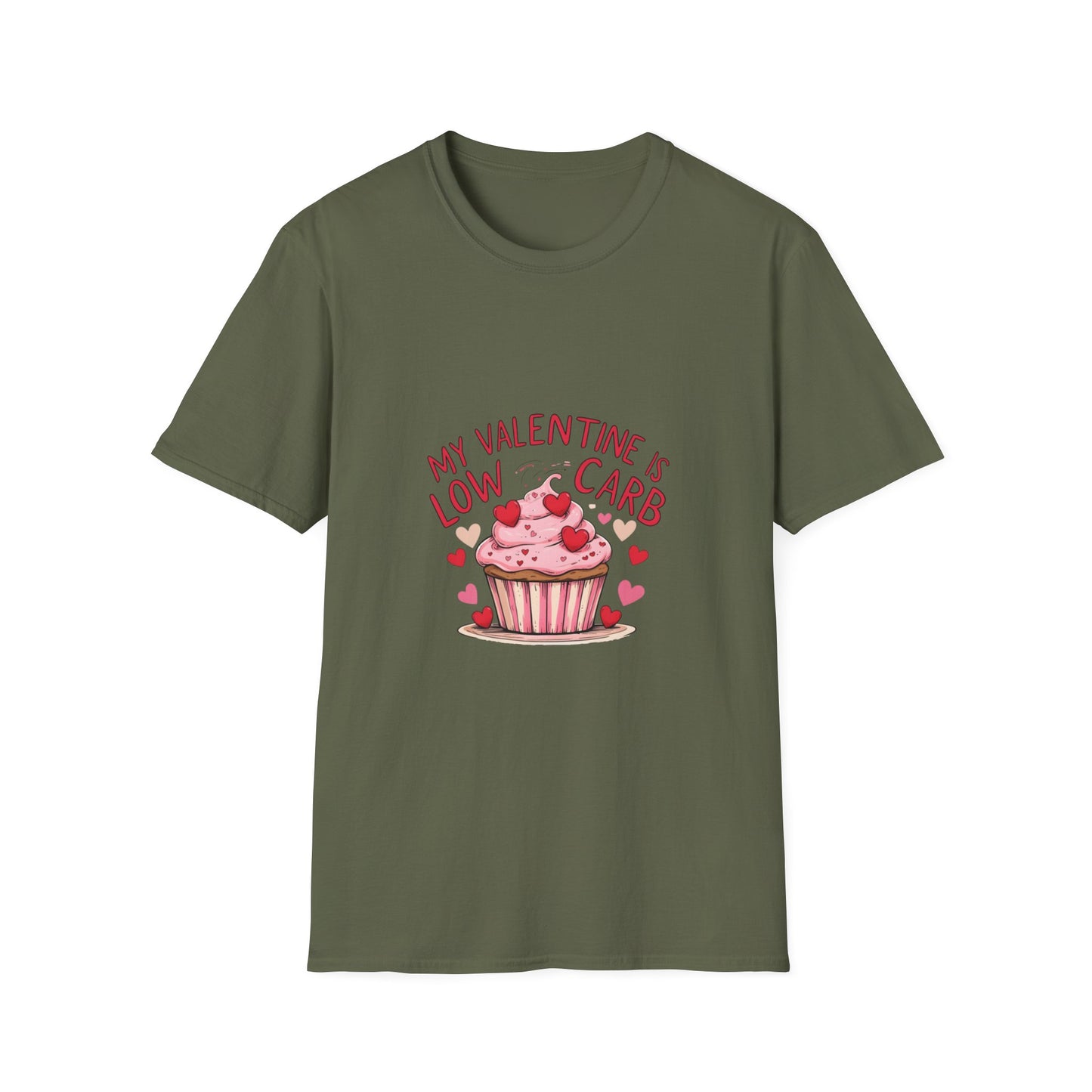 My Valentine is Low Card: Valentine's Day Cupcake Design, Hand-Drawn Illustration Style, Romantic Dessert Artwork-- Valentines Gift Tee