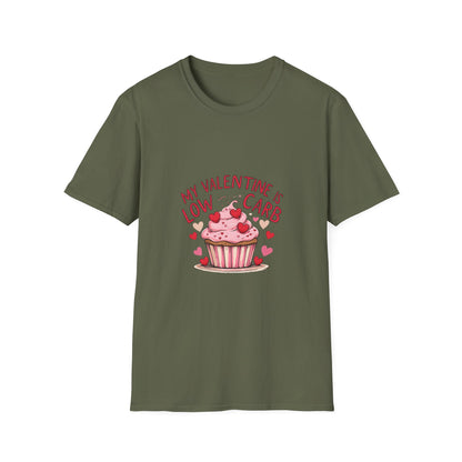 My Valentine is Low Card: Valentine's Day Cupcake Design, Hand-Drawn Illustration Style, Romantic Dessert Artwork-- Valentines Gift Tee