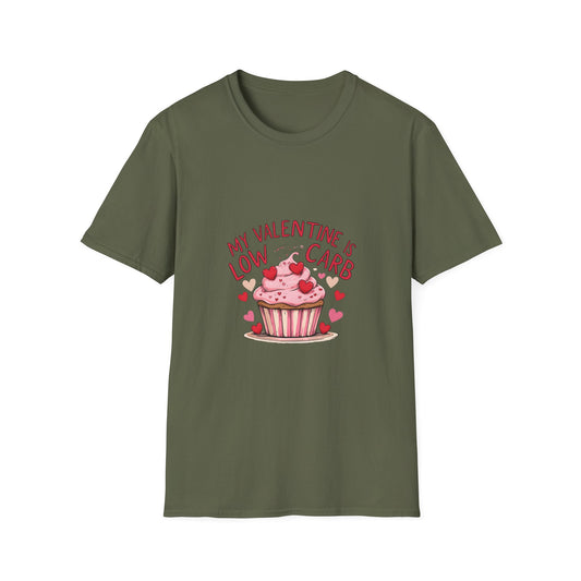 My Valentine is Low Card: Valentine's Day Cupcake Design, Hand-Drawn Illustration Style, Romantic Dessert Artwork-- Valentines Gift Tee