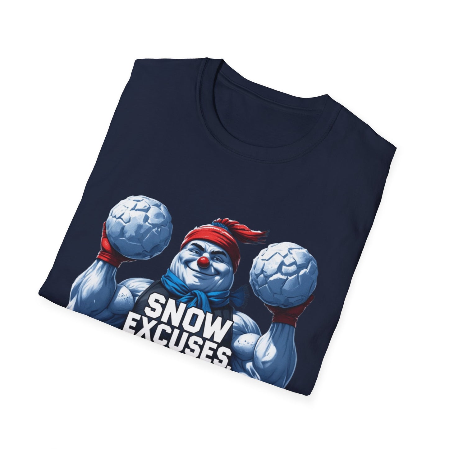 Snow Excuses: Winter Fitness Motivation, Muscular Snowman Illustration---Cozy Reader T-Shirt
