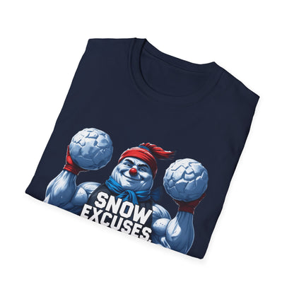 Snow Excuses: Winter Fitness Motivation, Muscular Snowman Illustration---Cozy Reader T-Shirt