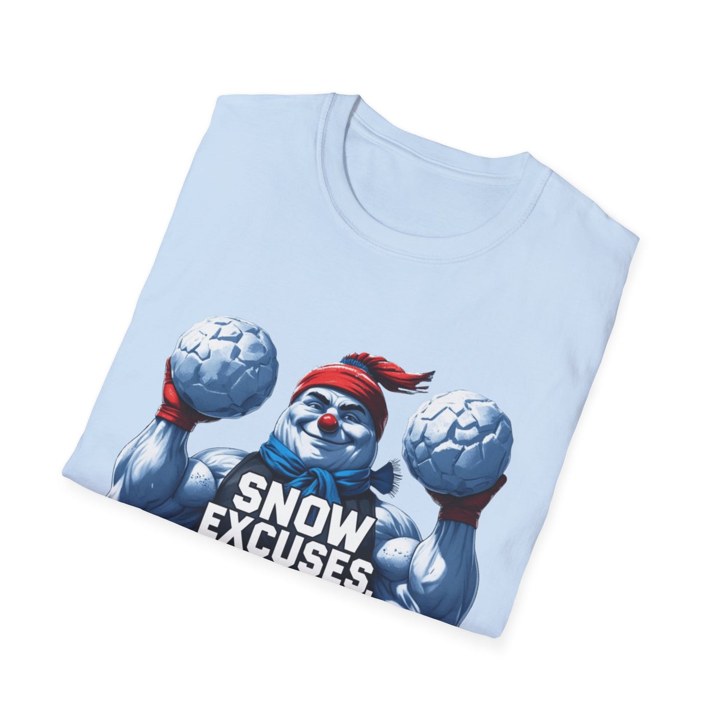 Snow Excuses: Winter Fitness Motivation, Muscular Snowman Illustration---Cozy Reader T-Shirt