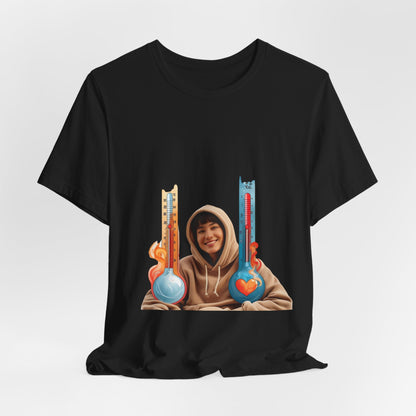 Photo Portrait Tee with Colorful Guitar Heart Graphics