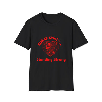 Sugar Spikes Standing Strong: Resilience Symbol Heart Gem, Motivational Diamond Illustration, Strength Awareness Campaign Art--- Valentine Gift Tee