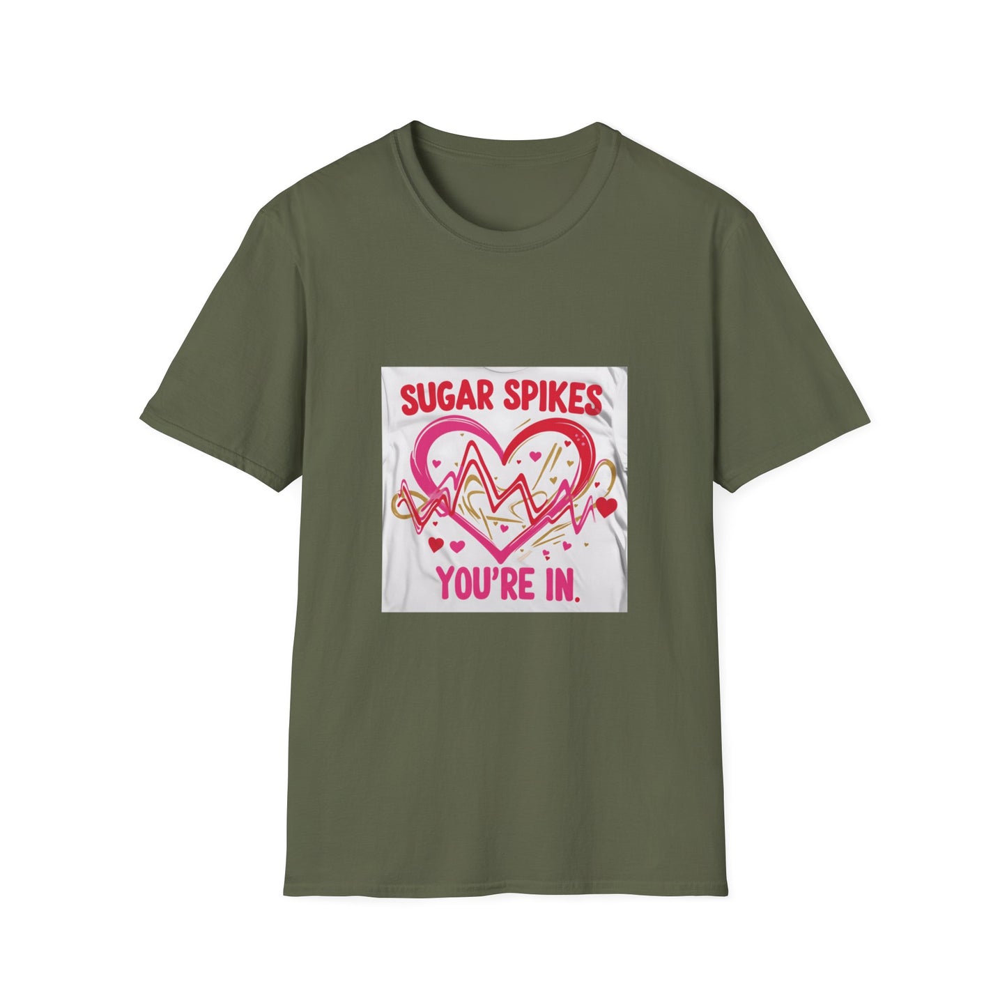 Sugar Spikes You're In: Love Heartbeat Design, Romantic Valentine's Day Apparel Graphic-- Valentines Gift Tee