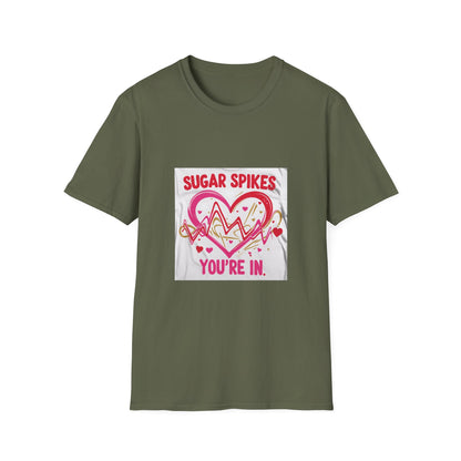 Sugar Spikes You're In: Love Heartbeat Design, Romantic Valentine's Day Apparel Graphic-- Valentines Gift Tee