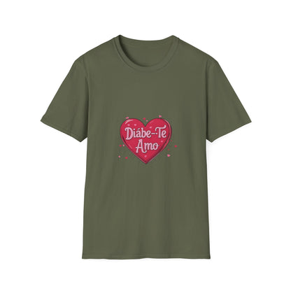 Diabe-Te Amo: Portuguese Love Declaration, Heart-Shaped Typography Art, Romantic Vector Illustration-- Valentines Gift Tee