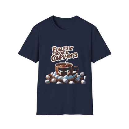 Cocoa Complaints: Grumpy Mug Illustration, Digital Humor Art---Cozy Reader T-Shirt