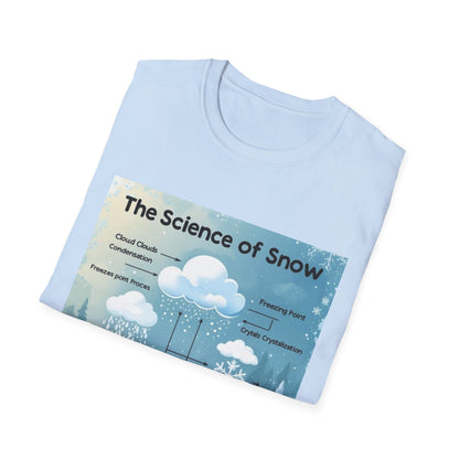 The Science of Snow: Snowflake Formation Explained, Winter Landscape Infographic---Cozy Reader T-Shirt