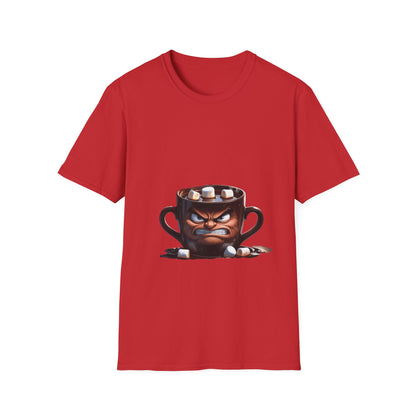 Marshmallow Mug Mayhem: Angry Ceramic Character, Whimsical 3D Illustration---Cozy Reader T-Shirt
