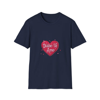 Diabe-Te Amo: Portuguese Love Declaration, Heart-Shaped Typography Art, Romantic Vector Illustration-- Valentines Gift Tee