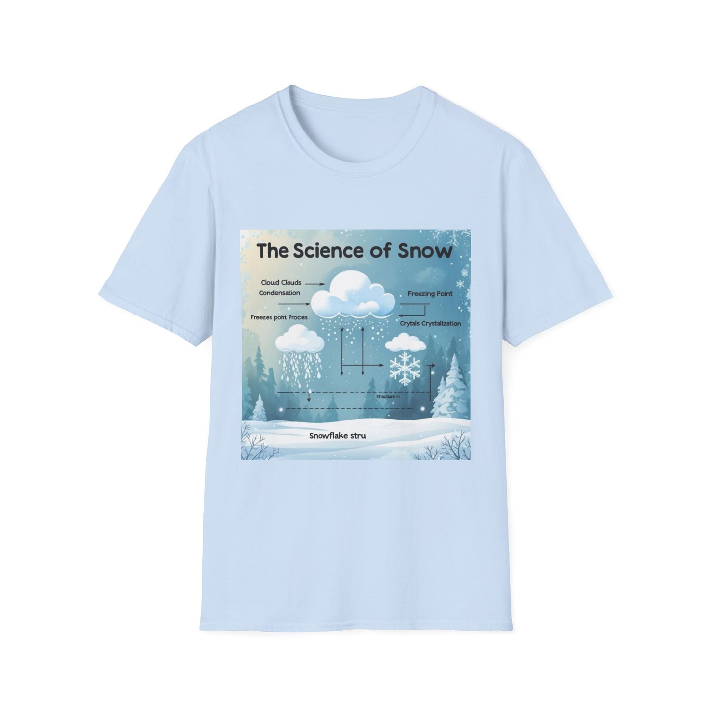 The Science of Snow: Snowflake Formation Explained, Winter Landscape Infographic---Cozy Reader T-Shirt