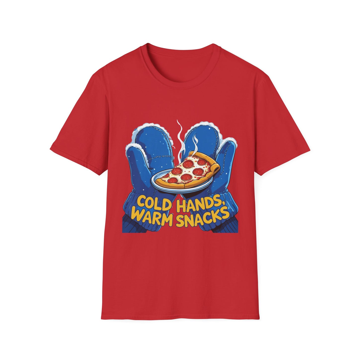 Cold Hands, Warm Slice: Winter Comfort Pizza, Cartoonish Food Illustration---Cozy Reader T-Shirt