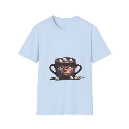 Marshmallow Mug Mayhem: Angry Ceramic Character, Whimsical 3D Illustration---Cozy Reader T-Shirt