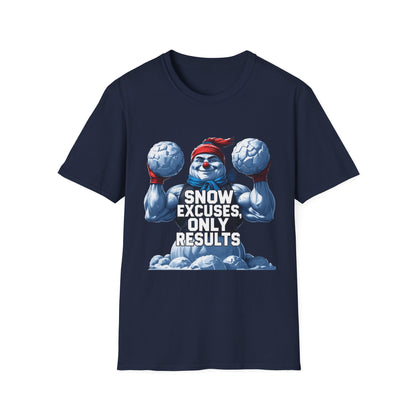 Snow Excuses: Winter Fitness Motivation, Muscular Snowman Illustration---Cozy Reader T-Shirt