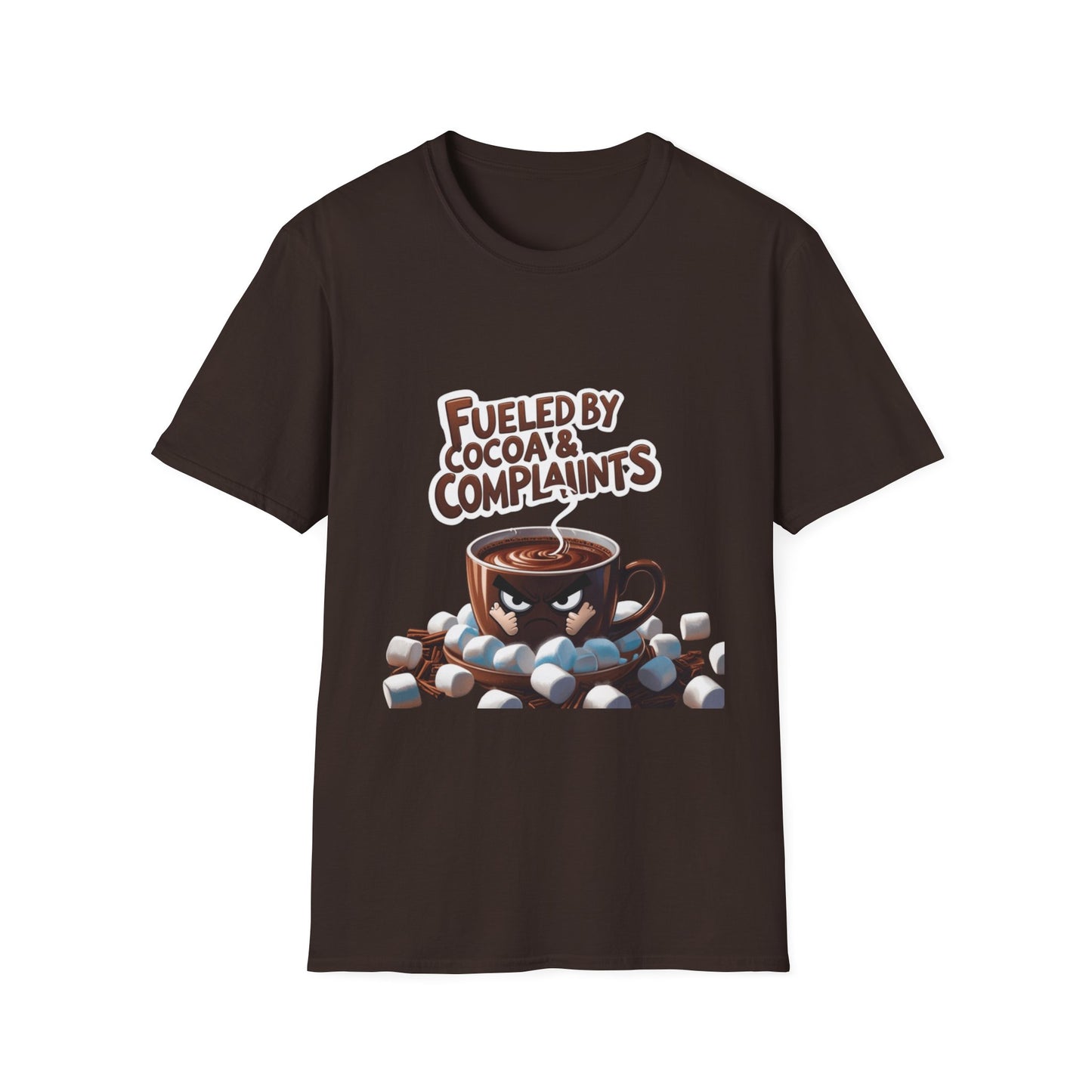 Cocoa Complaints: Grumpy Mug Illustration, Digital Humor Art---Cozy Reader T-Shirt