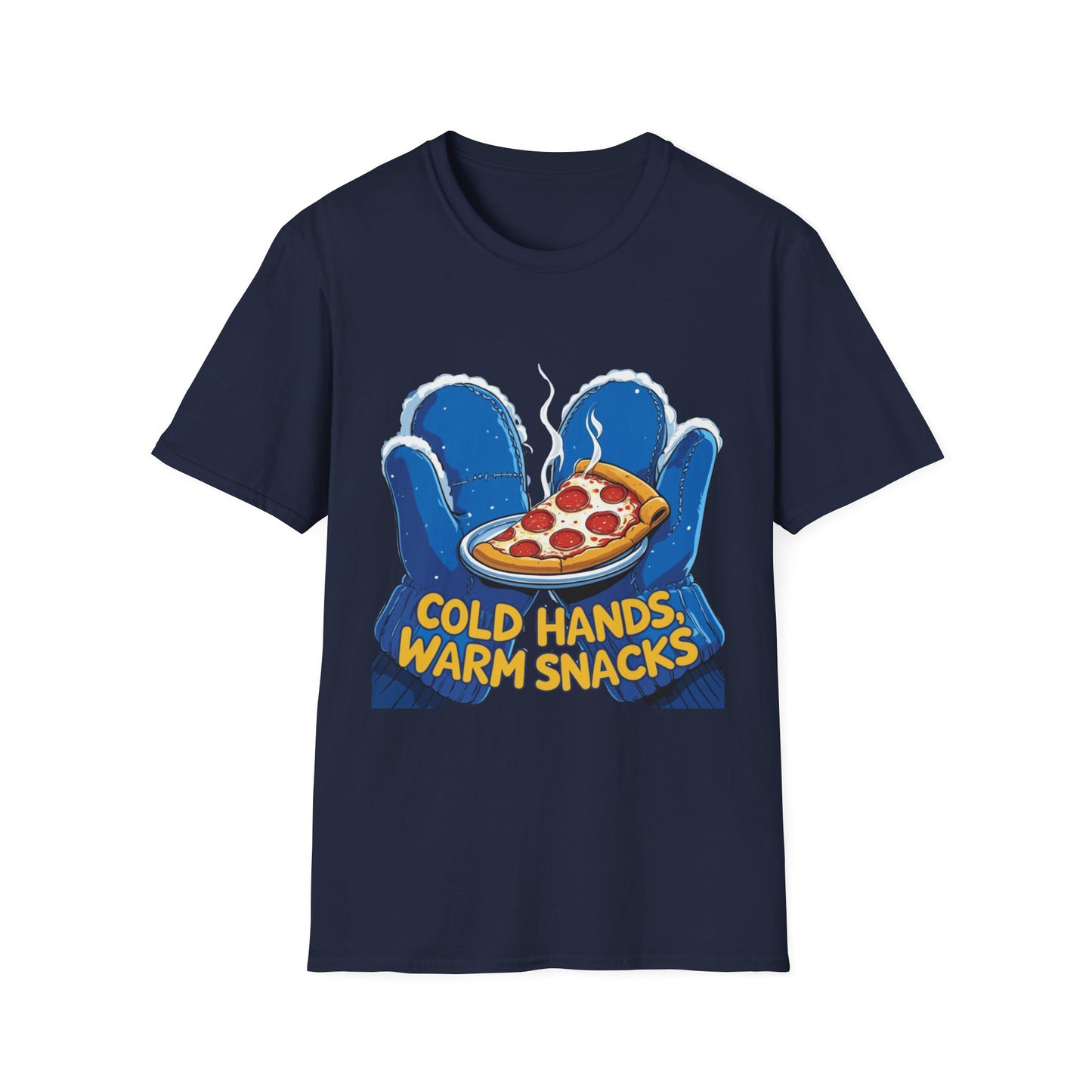 Cold Hands, Warm Slice: Winter Comfort Pizza, Cartoonish Food Illustration---Cozy Reader T-Shirt