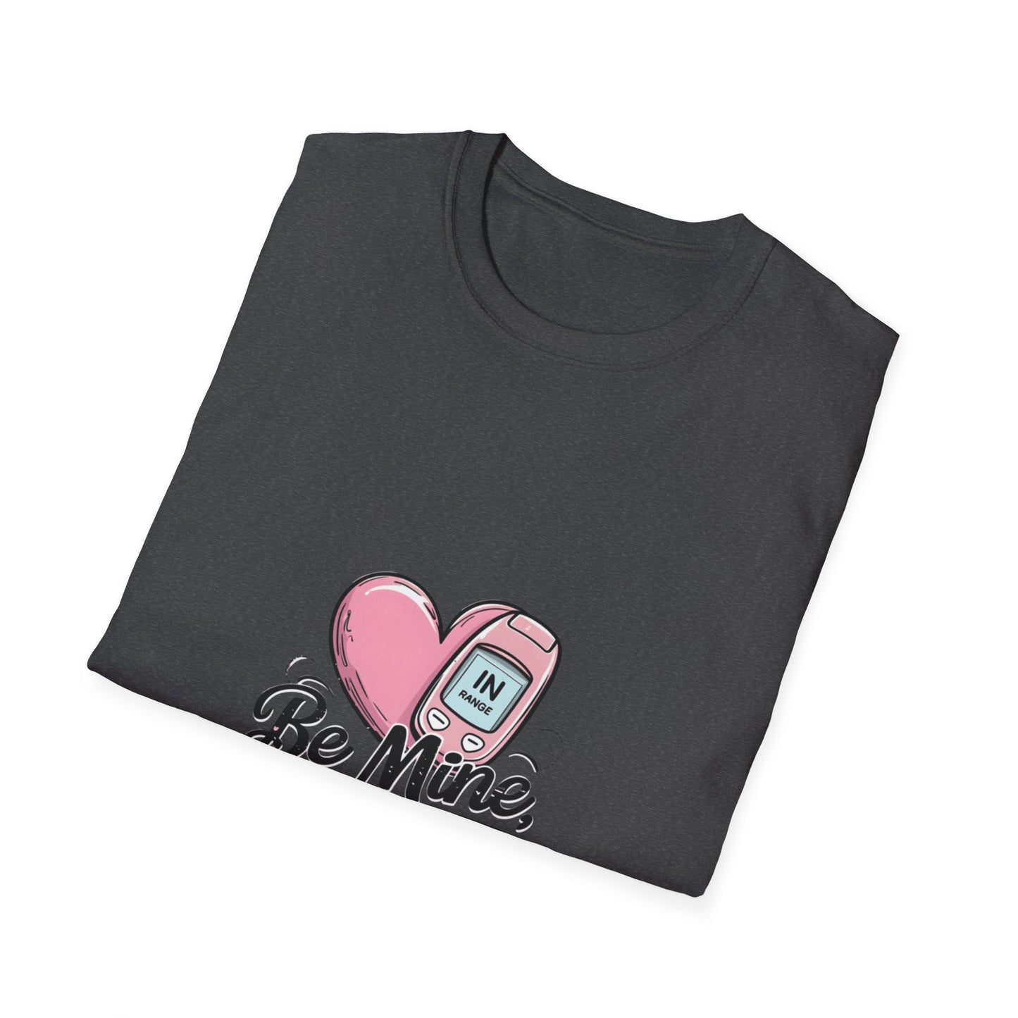 Be Mine, Stay in Range: Y2K Retro Phone Aesthetic, Neon Glow Typography, Vintage Mobile Device Illustration-- Valentines Gift Tee