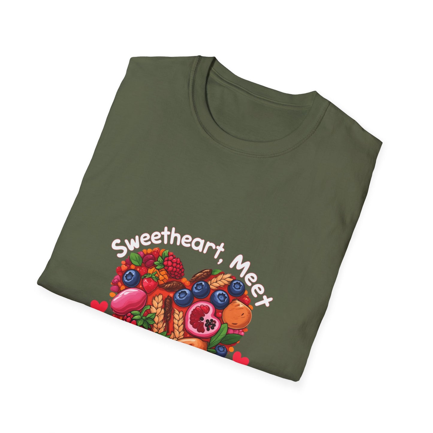 Sweetheart, Meet Smart Carbs: Healthy Nutrition Illustration, Vibrant Fruit and Grain Design, Wellness and Dietary Awareness Artwork-- Valentines Gift Tee